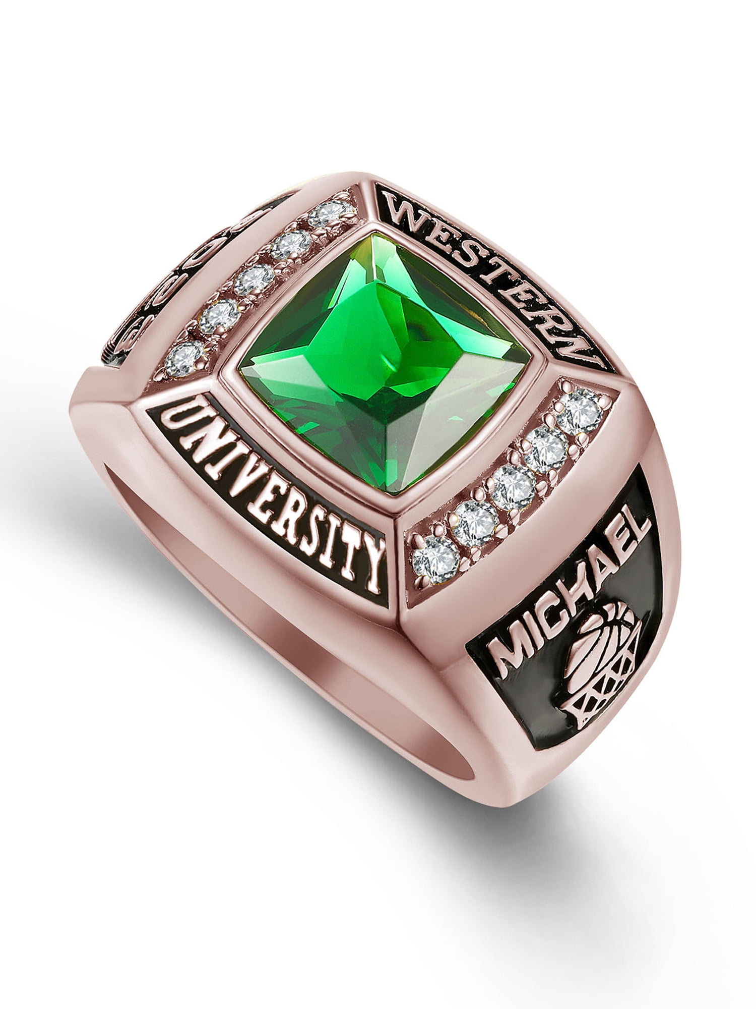 Mementos PJM Customized Men's Class Rings Sterling Silver for High School or College-Deluxe