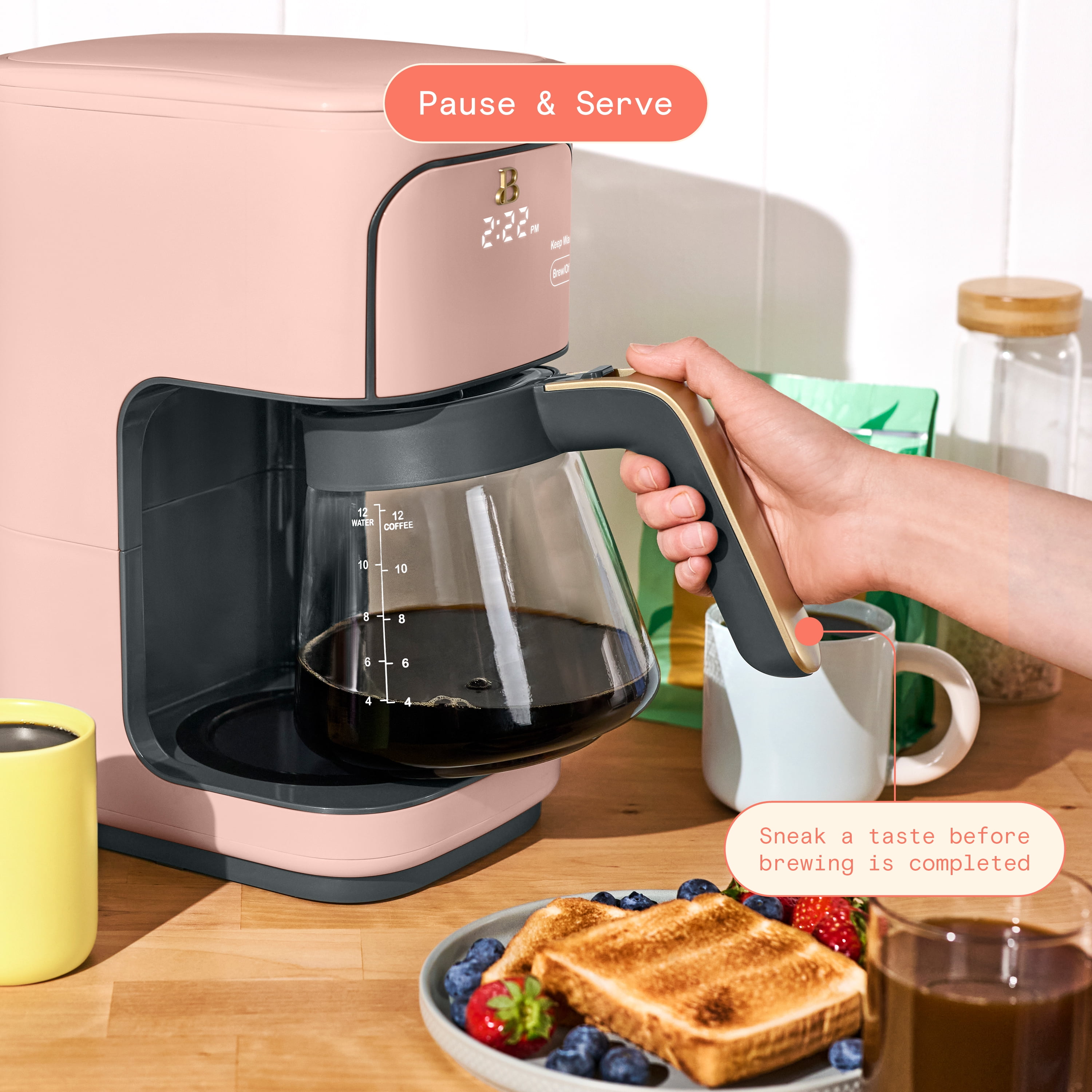 Beautiful 12 cup Programmable Coffee Maker, Rose by Drew Barrymore