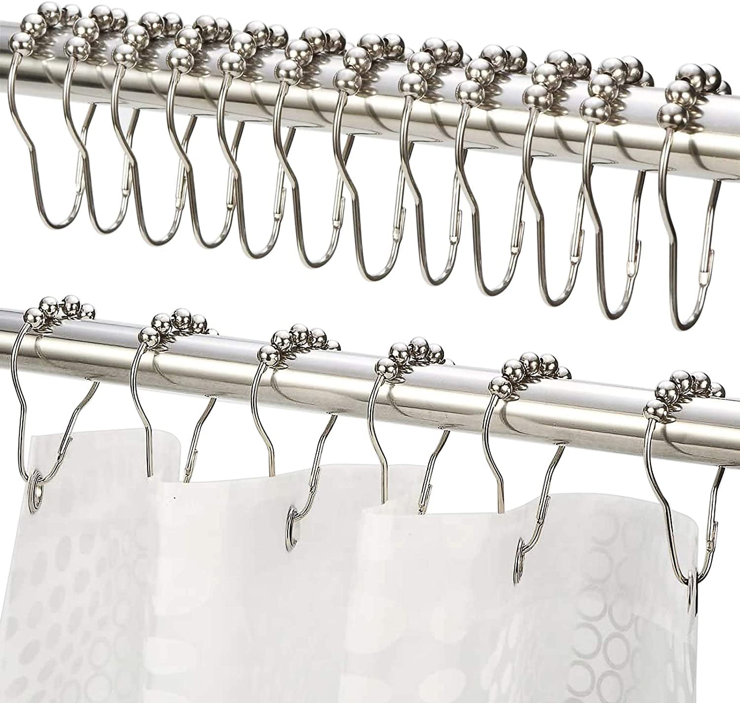 Amazer Plastic Shower Curtain Rings, Shower Curtain Hooks, 24 Pcs C Shaped  Shower Hooks for Shower Curtain, Clear Shower Curtain Hooks for Bathroom