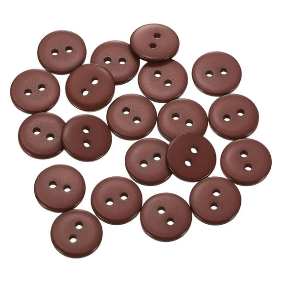 20pcs Resin Sewing Button, 12.5mm (1/2") 2 Holes Round Craft Buttons, Dark Brown