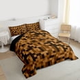 thumbnail image 3 of Feelyou Brown Abstract Full Size Comforter Sets, Pixel Grid Miners Bedding Sets, 3pcs, 3 of 8