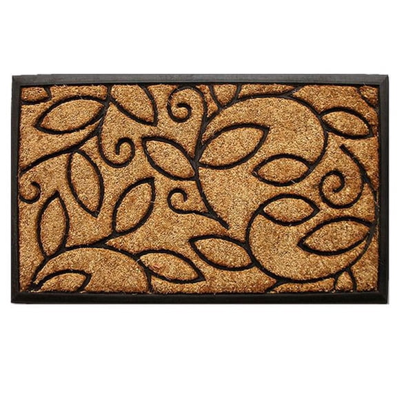 24 x 36 in. Vine Leaves Rectangular Doormat, Natural & Black