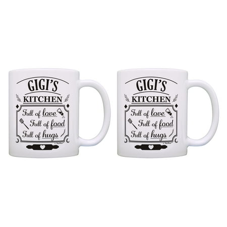

ThisWear Sentimental Mug for Gigi Gigi s Kitchen Full Of Love Food Hugs 2 Pack 11oz Coffee Mug Set Gigi