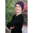 thumbnail image 2 of Fleece Butterfly Beanie Women's Hat Chemo Headwear Cancer Ladies Winter Head Coverings (Plum), 2 of 2
