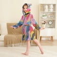 thumbnail image 4 of FORMRS Niños Bathrobe Unisex Hooded Robe Soft Plush Pajamas Sleepwear, Size 2-3T, Stripes Pattern, 4 of 7