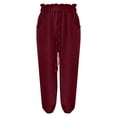 thumbnail image 2 of Kelon Women's Casual Pants, Womens Linen Pants Wide Leg Palazzo Capri Drawstring Casual Lounge Flowy Summer Beach Vacation Crop Trousers with Pockets, 2XL, 2 of 6