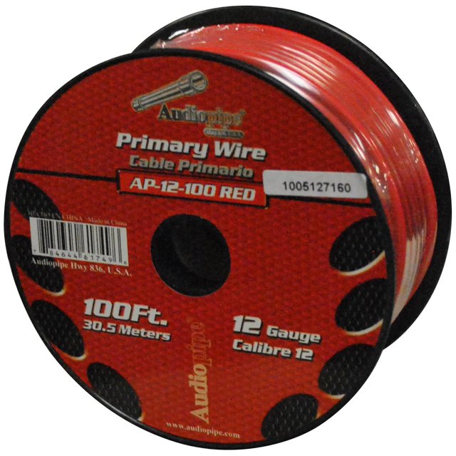 Wire Audiopipe, calibre 12, 100 pies, audio rojo para automóvil, Home Primary