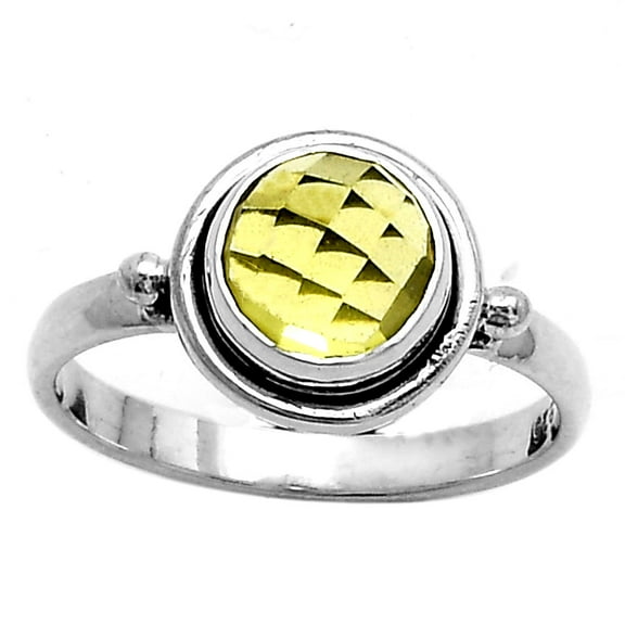Faceted Natural Lemon Quartz 925 Sterling Silver Ring s.8.5 Jewelry R-1220 SDR177170