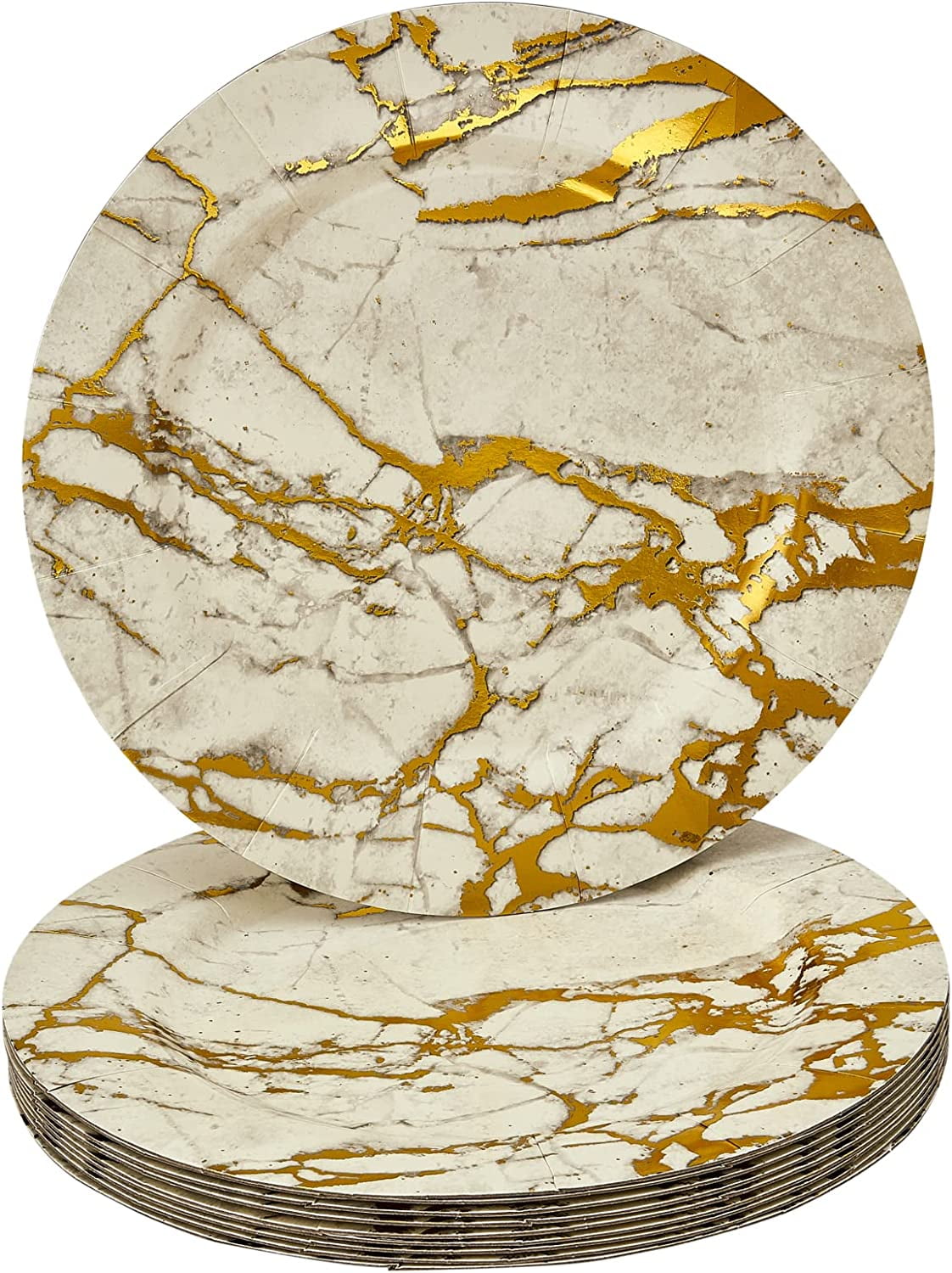 Marble Design Disposable Charger Plates for Party - (10 PC) Heavy Duty Disposable Dinner Set 13 ...