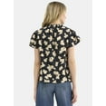 thumbnail image 3 of Time and Tru Women's Cotton Ruffle Neck Blouse with Flutter Sleeves, Sizes XS-XXXL, 3 of 5