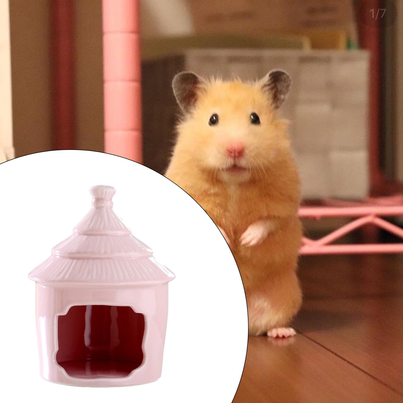 perfeclan Hamster Hideout House, Hamster Habitats, Ceramic Indoor Mini Cave, Habitat Decorations for Chinchilla Other Small Pet Squirrel Pink