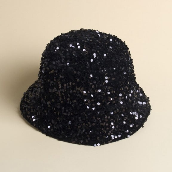 CoCopeaunts Colorful Sequins Bucket Hat Women Fisherman Hat Sequins Folded Windproof Panama Hats Mens Caps Sun Hat Leisure Sunshade Fishing