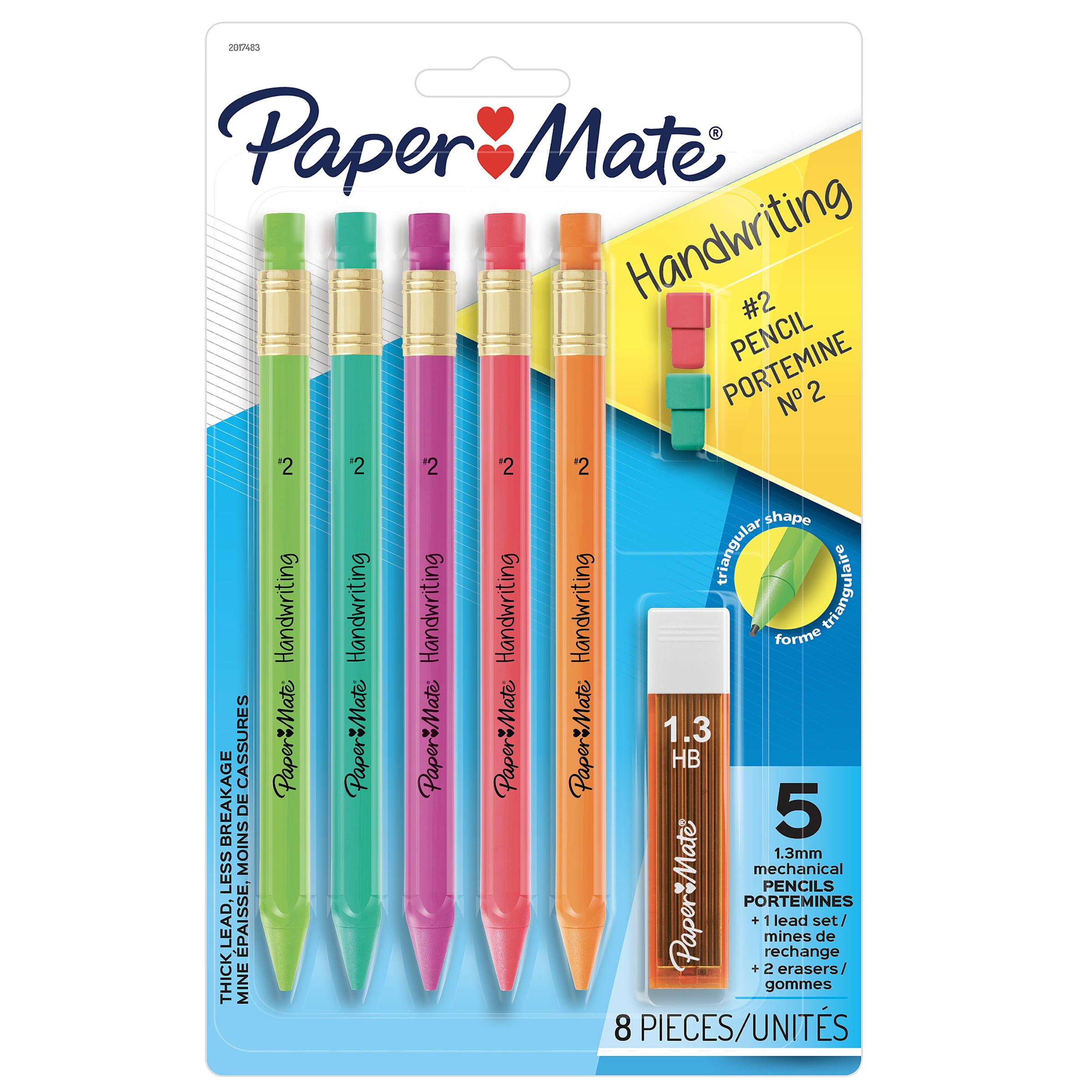 Paper Mate Handwriting Triangular Mechanical Pencils, HB 2 Lead (1.3mm