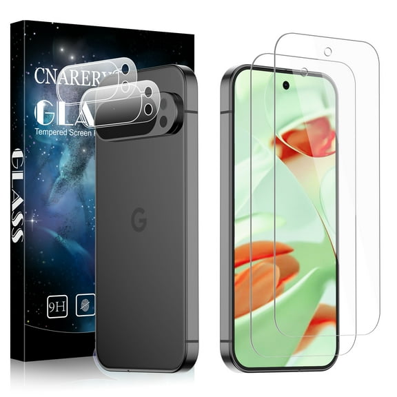 [2 2 Pack] Google Pixel 9 Pro XL Screen Protector   Camera Lens Protector, 3D Full Coverage, 9H Tempered Glass, Fingerprint Unlocking, Bubble Free