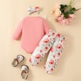 thumbnail image 6 of NOLDARES Newborn Infant Baby Girl Fall Winter Clothes Cartoon Print Ruffle Sleeve Top and Pants with Headband 3pcs/set Outfits(Q009-Pink), 6 of 6