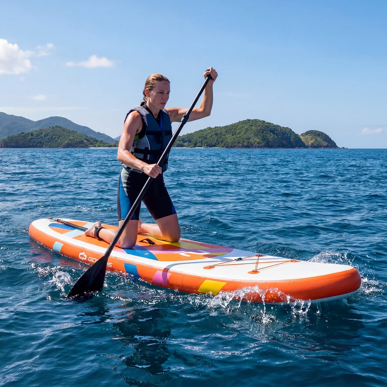 Costway 11’ Wide Inflatable Stand Up Paddle Board , Stable SUP for Adults and Youth Orange+White