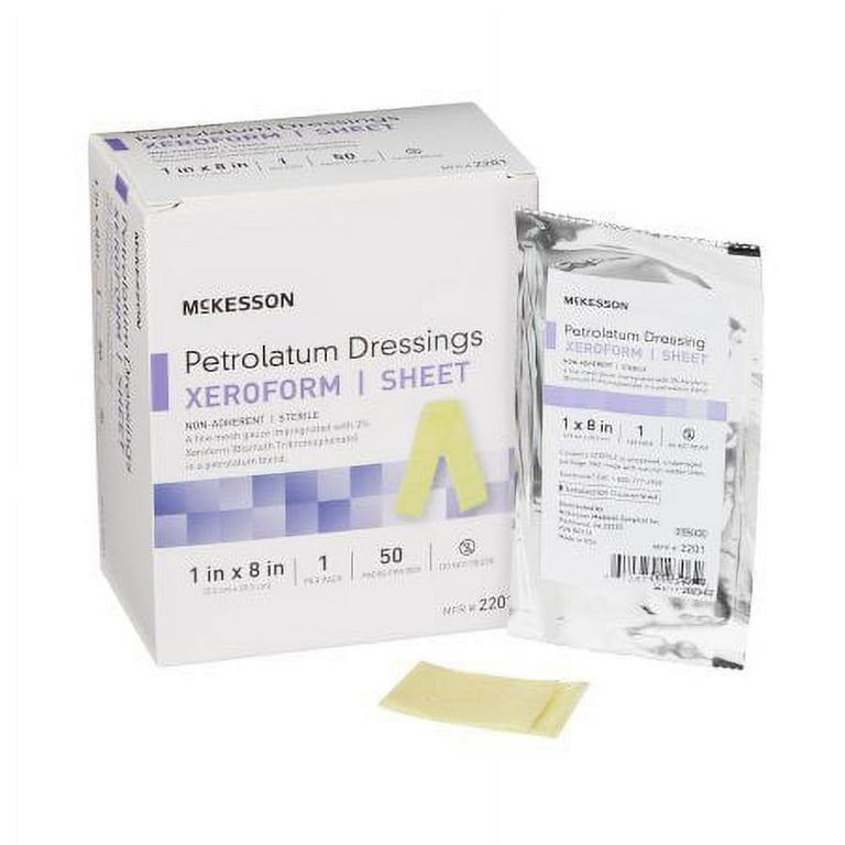 McKesson Xeroform Petrolatum Dressing 1" X 8" - Sterile Impregnated Gauze For Burn, Wound & Minor Surgical Care, 8-Pack McKesson Xeroform 1x8 McKesson Xeroform Petrolatum Dressing 1" X 8" - Sterile Impregnated Gauze For Burn, Wound & Minor Surgical Care, 8-Pack McKesson Xeroform 1x8