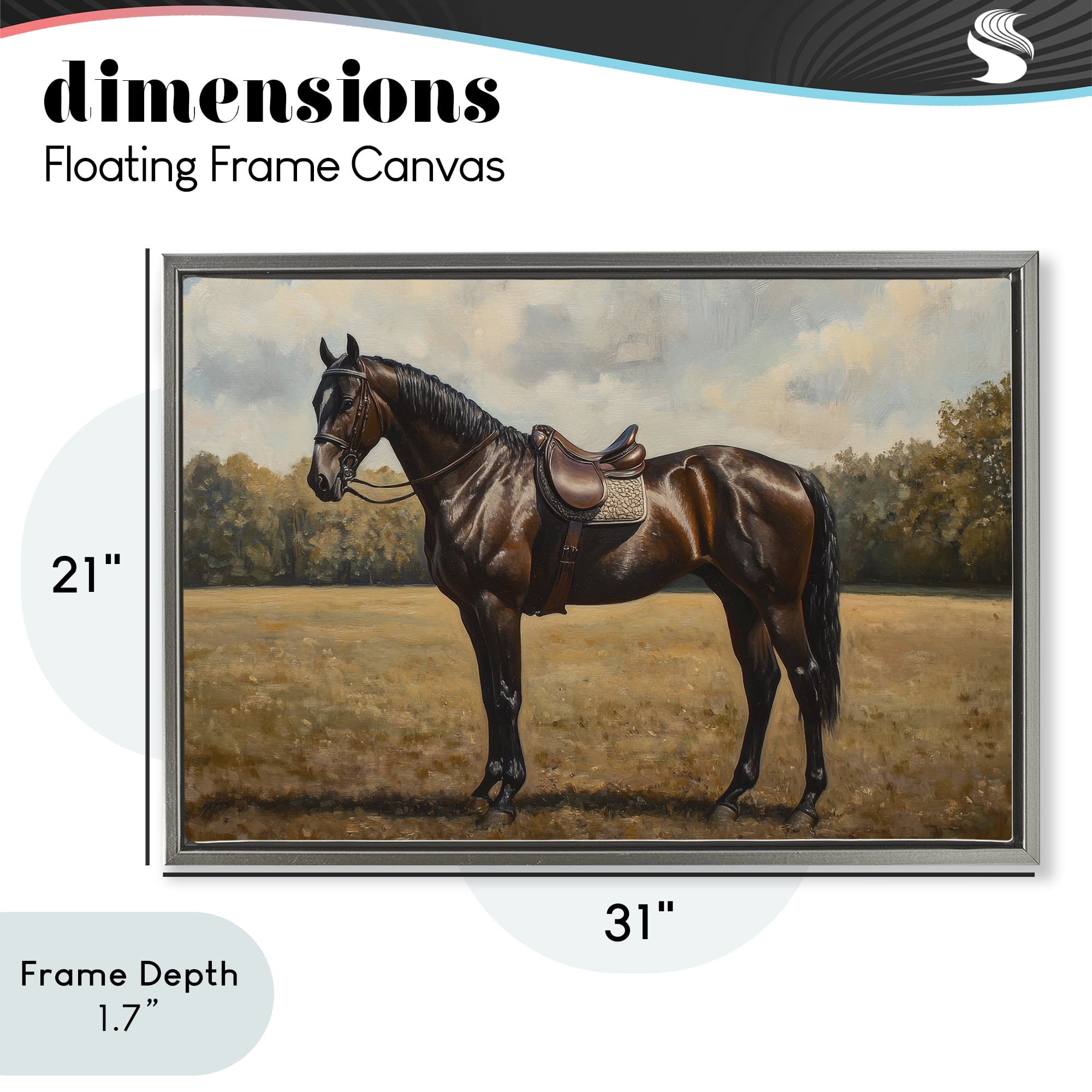Stupell Industries Dark Brown Pony Portrait Gray Framed Floater Canvas Wall Art, design by Petal Prints Design