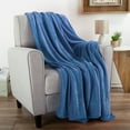 thumbnail image 2 of Flannel Fleece Throw Blanket- For Couch, Home Décor, Sofa & Chair- Oversized 60 x 70 - Lightweight, Soft & Plush Microfiber in Infinity Blue by LHC, 2 of 7