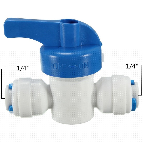 thumbnail image 1 of Válvula de bola en línea de 1/4'', cierre de conexión rápida para ósmosis inversa de agua RO SS, 1 of 6