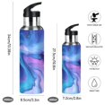 thumbnail image 2 of 600ml Vacuum Insulated Sports Water Bottle with Foldable Straw Stainless Steel Portable Thermos Cup Blue and Purple Background, 2 of 7