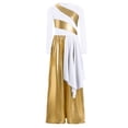 thumbnail image 3 of TTAO Kids Girls Praise Dance Outfit Metallic Gold Palazzo Pants Wide Leg Jumpsuit Long Sleeve Lyrical Worship Dress White 8, 3 of 5