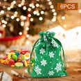 thumbnail image 5 of 6Pcs Christmas Burlap Gift Pouches with Drawstring 4x5.5inch Accessories Packing Green, 5 of 8