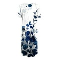 thumbnail image 5 of bbyeadc Summer Dresses for Women 2025 Boho Short Sleeve Round Neck Mid-Length Dresses with Side Pocket Casual Loose A Line Dress Beach Floral Print Sundresses, Blue 2XL, 5 of 5
