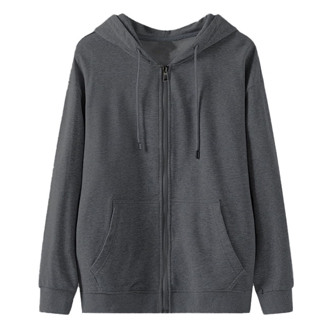 Men's Full Zip Hoodie Unisex Long Sleeve Hooded Sweatshirt Lightweigh Drawstring Zip Up Jacket with Pockets