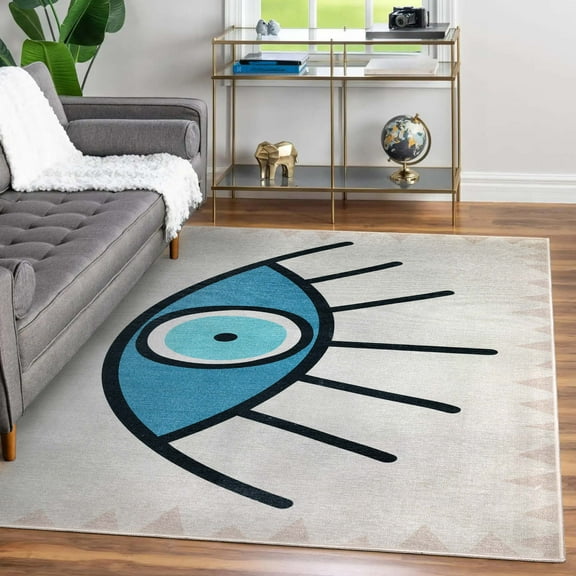 Well Woven Apollo Evil Eye Beige 5'3" x 7'3" Area Rug