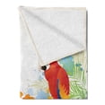 thumbnail image 2 of Parrot Soft Flannel Fleece Throw Blanket, Summer Background with Floral Ornaments and Wise Smart Parrot on Tree Branch, Cozy Plush for Indoor and Outdoor Use, 50" x 60", Cream Red Green, by Ambesonne, 2 of 5