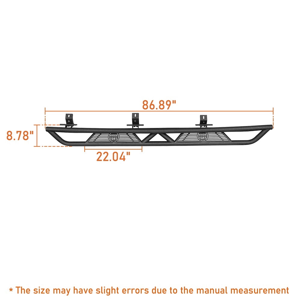 Hooke Road Pair Side Steps Running Board Nerf Bar for 2020-2025Jeep Gladiator JT Black