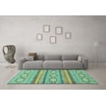 thumbnail image 3 of Ahgly Company Machine Washable Indoor Square Abstract Turquoise Blue Modern Area Rugs, 3' Square, 3 of 4