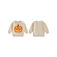 thumbnail image 3 of Aojekbee Little Boy Girl Halloween Sweatshirt Pumpkin Embroidery Crew Neck Long Sleeve Pullover Tops for Fall, 3 of 10