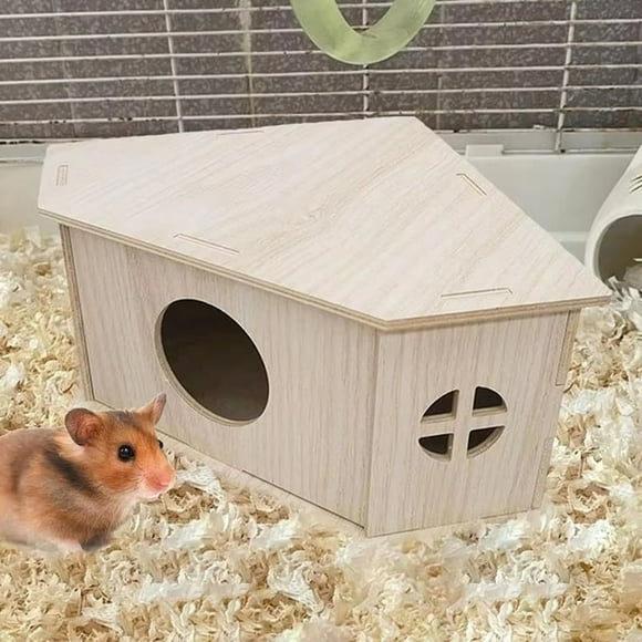 Hedgehog House Small Animal Habitat Wooden Hide Hut Playground Small Animal Habitat Sturdy Natural Pet Supplies