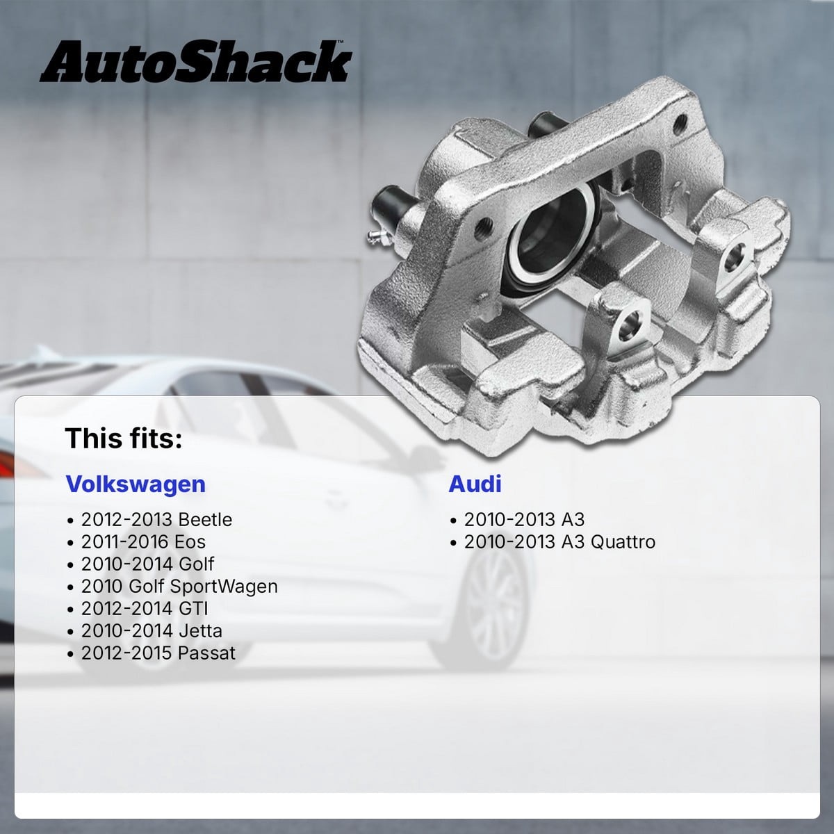 AutoShack Rear Brake Calipers for Volkswagen, Jetta 2010-2014 Passat 2012-2015 Golf 2010-2014 Beetle 2012-2013 GTI 2012-2014 Eos 2011-2016, FWD L4 1.4L 1.8L 2.0L L5 2.5L V6 3.6L, Left and Right, Pair