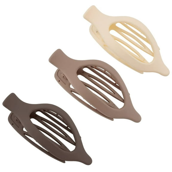 Flat Hair Clips, 3 PCS Large Hair Clip for Women & Girls, Internal Tooth Design, Strong Hold Matte Hair Clips for Thick Hair & Thin Hair(Brown, Light khaki, White)