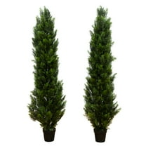 Nearly Natural 5ft. Artificial Topiary Cedar Tree UV Resistant (Indoor/Outdoor) - Set of 2