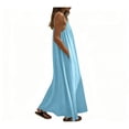 thumbnail image 2 of ClodeEU Women's Sleeveless Spaghetti Strap Maxi Dress,Casual Loose Flowy A-Line Beach Dress Light Blue,Women's Plus L, 2 of 4