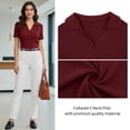 thumbnail image 6 of JYLFC Womens Short Sleeve Polo Shirts V Neck Collar Knit Top Casual Work Shirt for Summer, Claret 2XL, 6 of 7