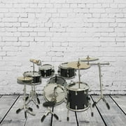 8 Pieces Mini Drum Set Photography Props Miniature Drum Instrument Model for Music Room , Black