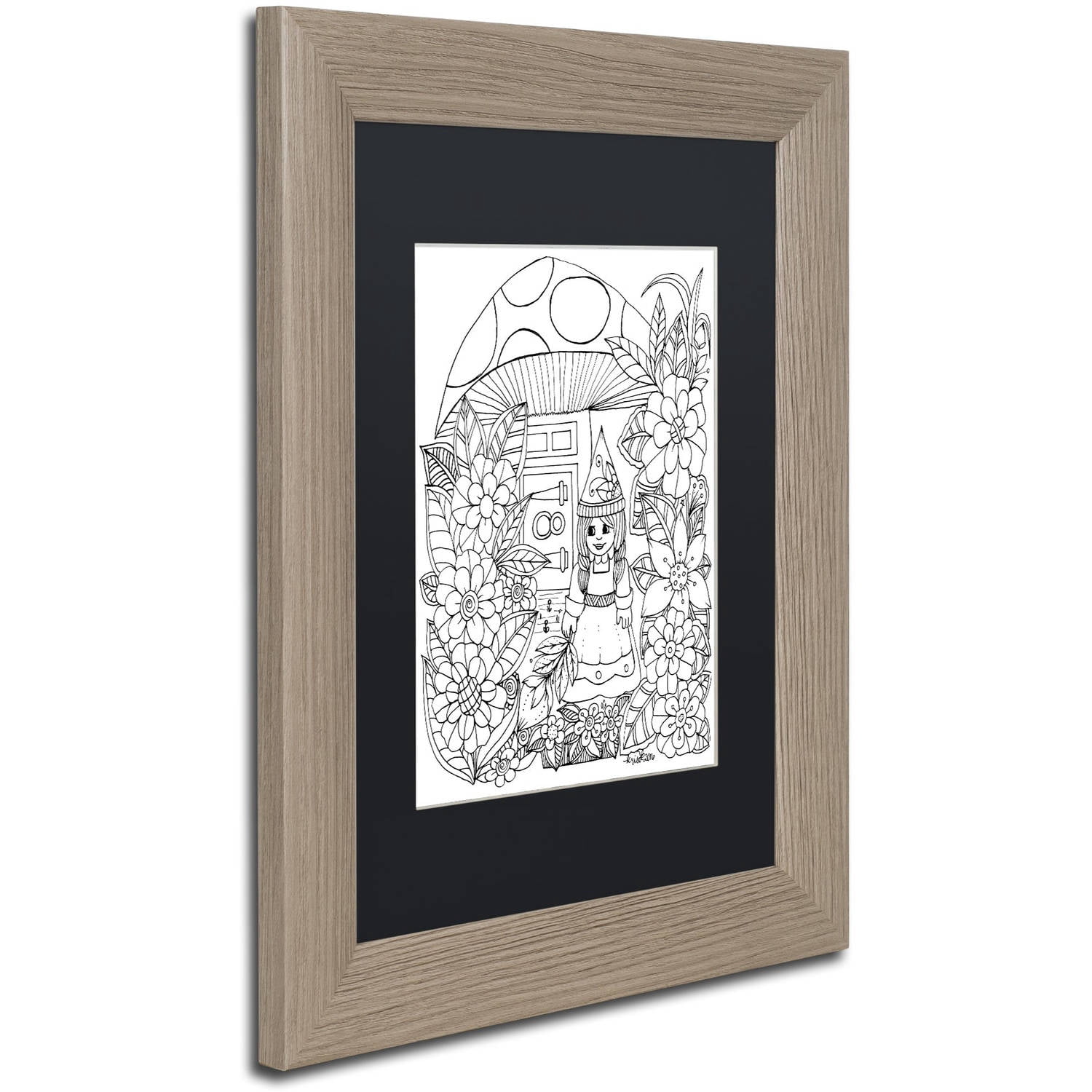 Trademark Fine Art "Fairies and Woodland Creatures 28" Canvas Art by KCDoodleArt Black Matte, Birch Frame