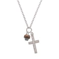 thumbnail image 2 of Delight Jewelry Silvertone Small Chocolate Cupcake with Crystal Sprinkles Everlasting Love Engraved Cross Zoey Necklace, 28", 2 of 4