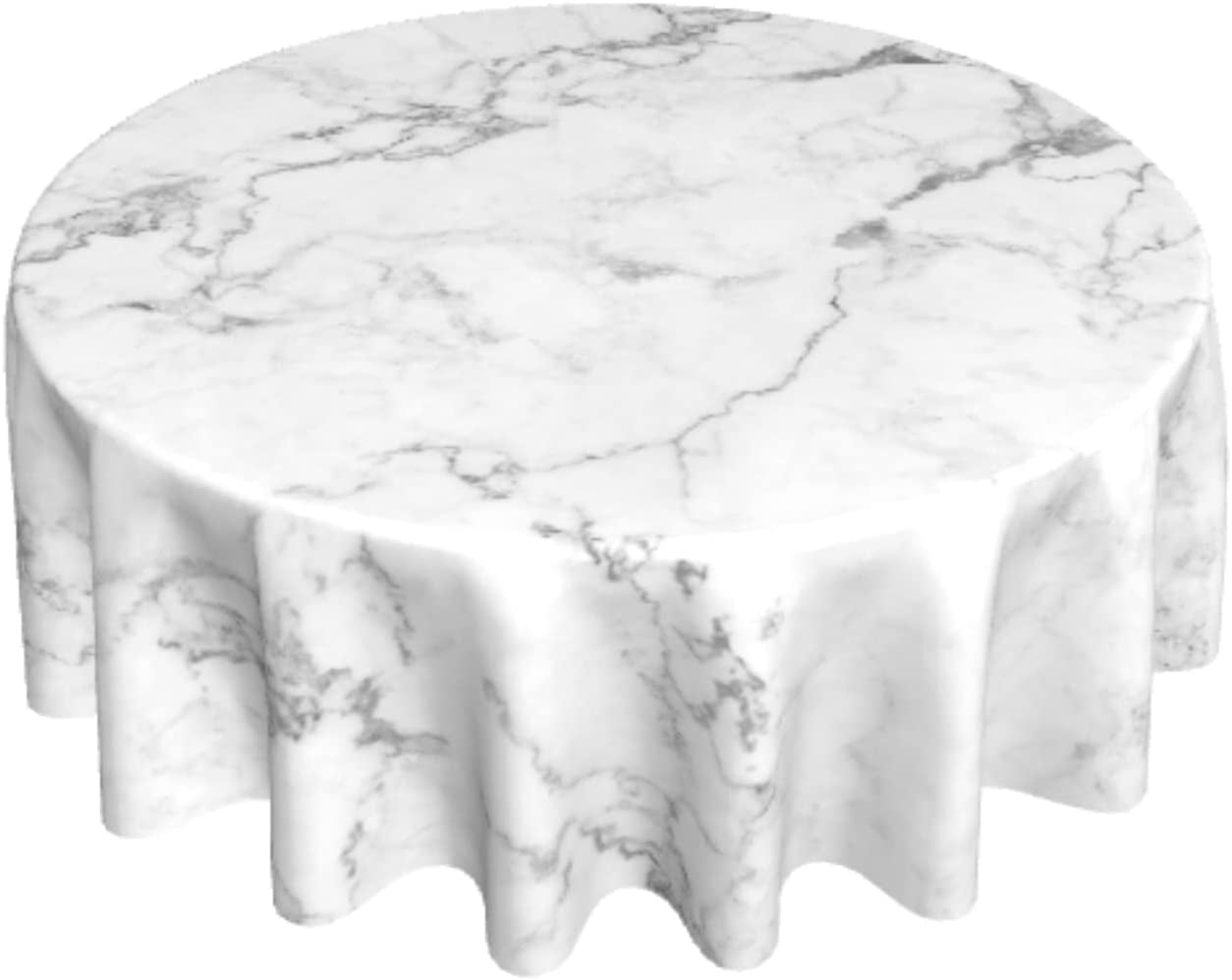 White Marble Table Cover 60 Inch Grey and White Table Cloth Modern