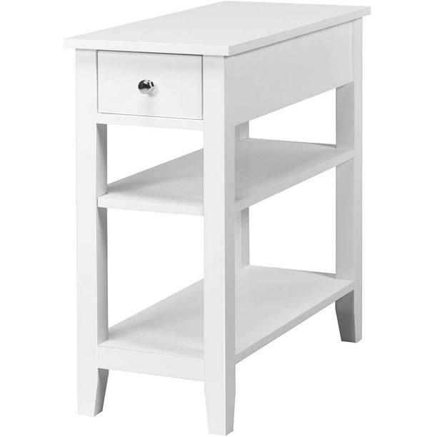 BBNBDMZ Narrow End Table Set of 2 Small Side Table with Drawer and Shelf Wood Accent Sofa Table