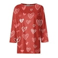 thumbnail image 4 of Garbnen Valentines Day Top Women 3/4 Length Sleeve Womens Tops Love Heart Graphic Crew Neck Dressy Womens Tunic Blouses, 4 of 6