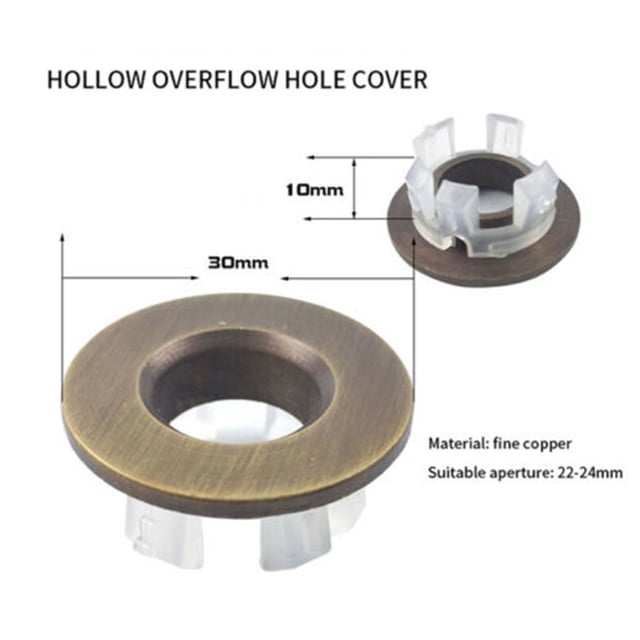 Replacement Brass Made Basin Sink Overflow Cover Insert Hole Bathroom Faucet