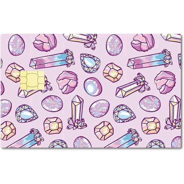 Diamond Debit Card Stickers Crystal Credit Card Skin Pink Waterproof Vinyl Bank Card Cover Skin Decals Protecting Sticker Removable Personalizing No Bubble Slim for Card Decor 7.3x5.4Inch