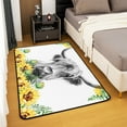 thumbnail image 2 of Erosebridal Highland Cow Carpet,5x7 for Bedside Bull Cattle Area Rug for Bedroom,Yellow Sunflower Print Rug for Living Room,Western Farmhouse Theme Cow 3Accent Rug Set Wild Animal Cow Washable, 2 of 6