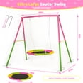 thumbnail image 2 of Kdymod 440lbs 40" Saucer Swing with Frame for Kids Outdoor, Heavy Duty Metal Swing Set with Adjustable Ropes & Ground Anchors, A-Frame Backyard Playset for Playground, Toddlers Ages 3+, Pink, 2 of 7